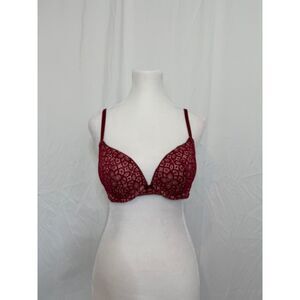 Victoria's Secret 34C Dream Angels Lace Push-Up Bra Maroon